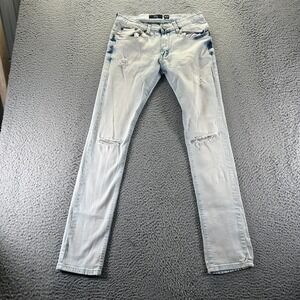 Spark Jeans Men 30x32 Blue Cotton Denim Skinny Stretch Workwear Faded Distressed